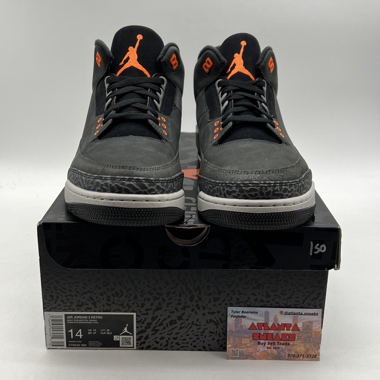 Size 14 - Jordan 3 Retro 2023 Mid Fear Grey Suede Orange (CT8532-080)