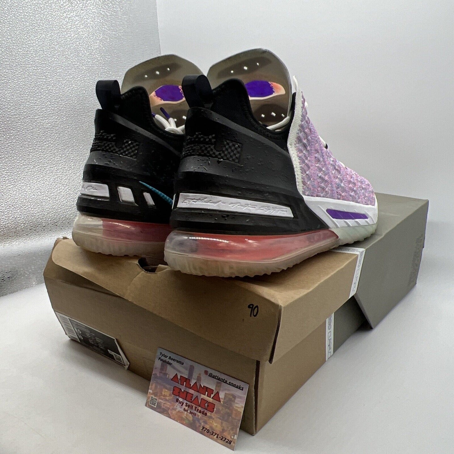 Size 8.5 - Nike LeBron 18 Graffiti Purple Black White (CQ9283-900)