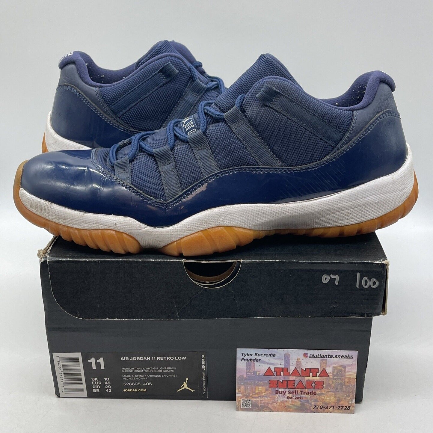 Size 11 - Air Jordan 11 Retro Low Navy Gum White Brown Leather (528895-405)