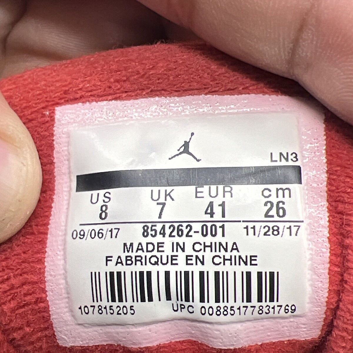 Size 8 - Jordan 3 Retro OG Mid Black Cement Red Leather (854262-001)
