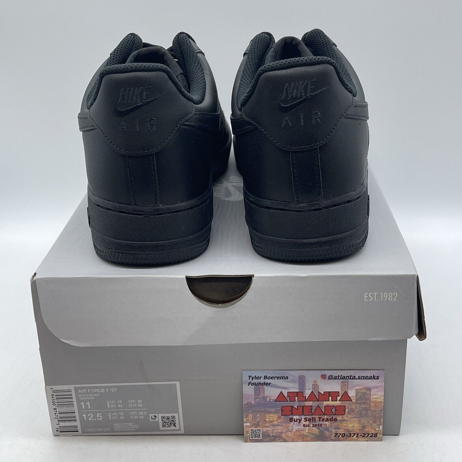 Size 11 - Nike Air Force 1 '07 Low Triple Black Silver Leather (CW2288-001)