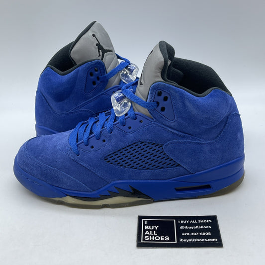 Size 9.5 - Air Jordan 5 Retro Blue Suede Black (136027-401)