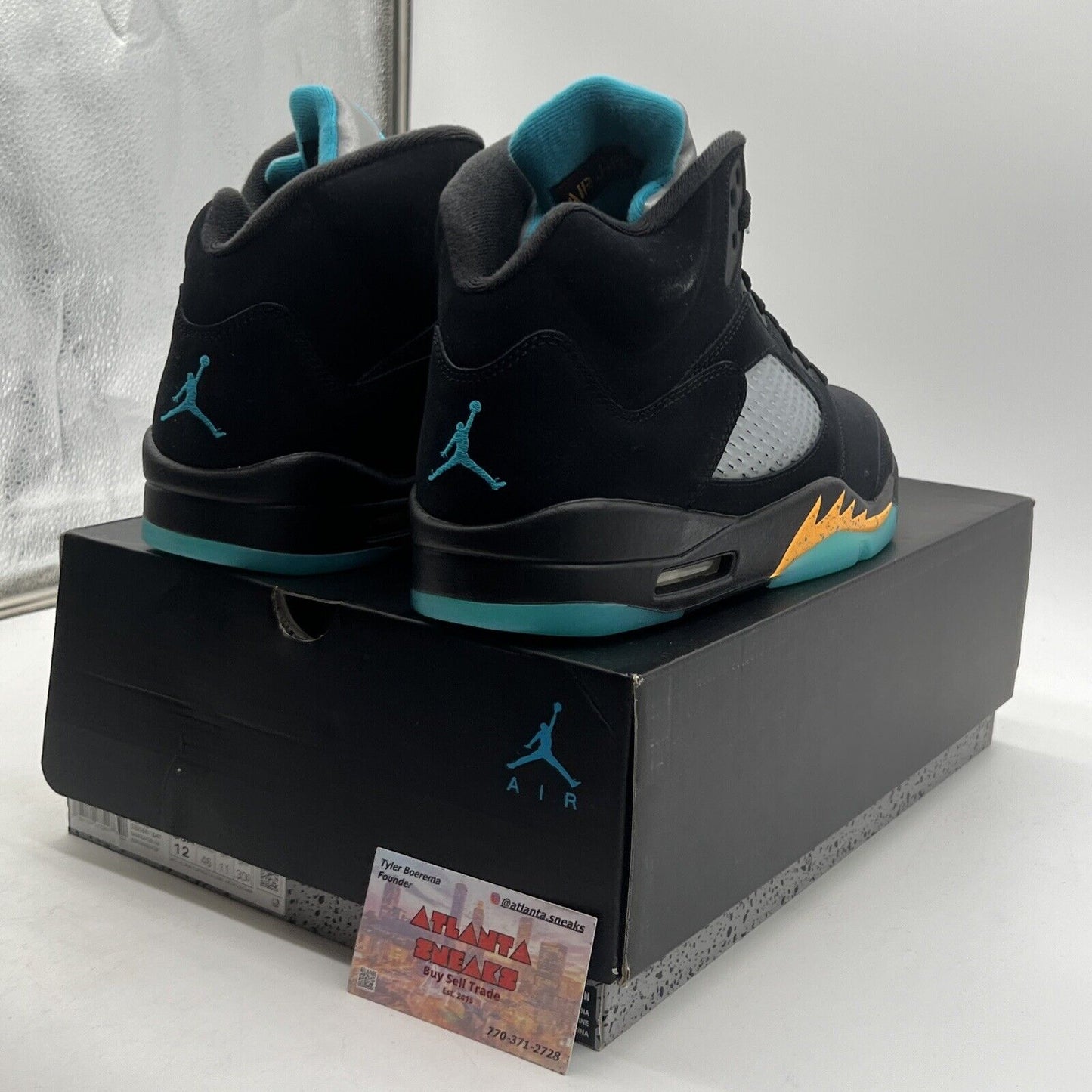 Size 12 - Jordan 5 Retro Mid Aqua Black Yellow Blue Suede (DD0587-047)