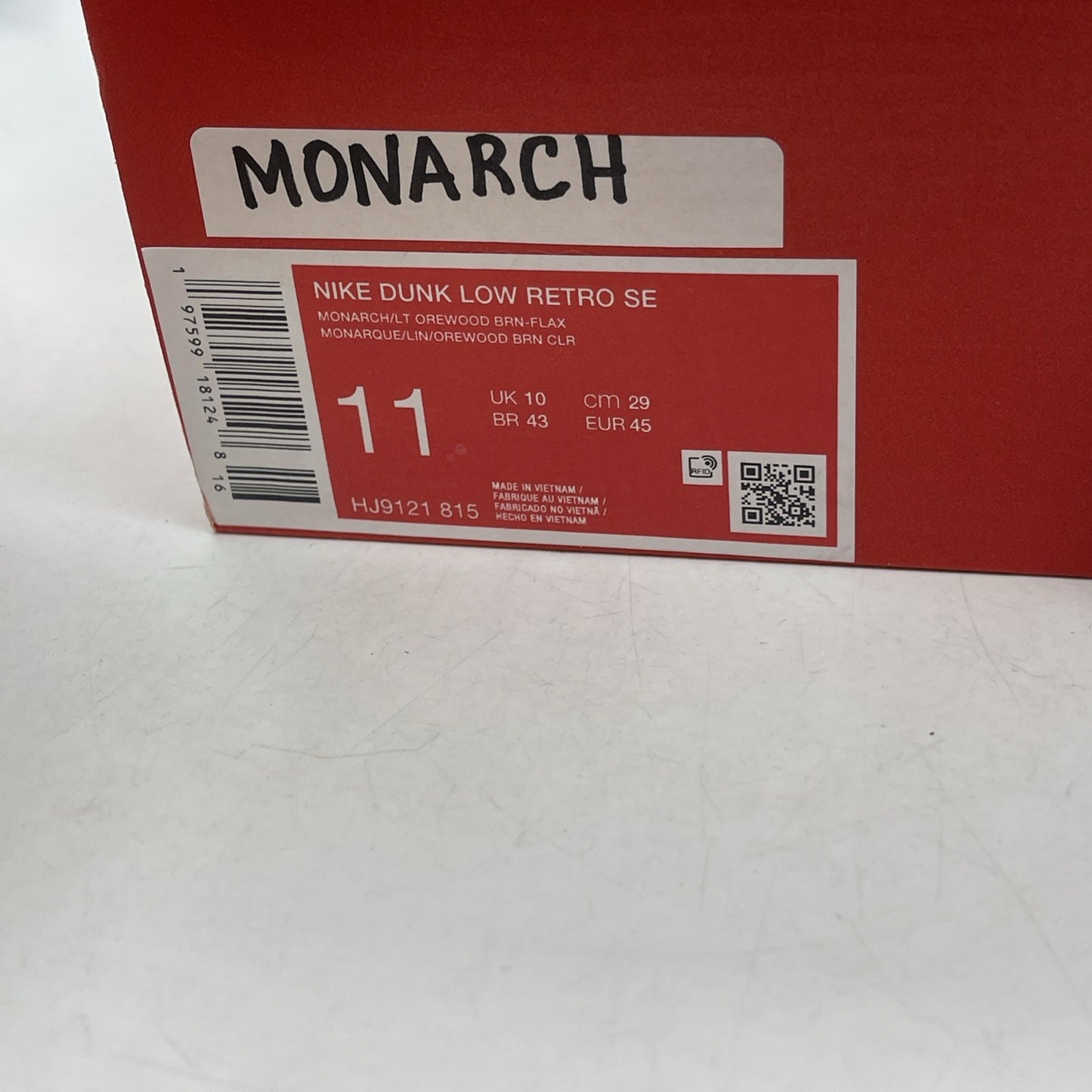 Size 11 - Nike Dunk SE Low Monarch (HJ9121-815)