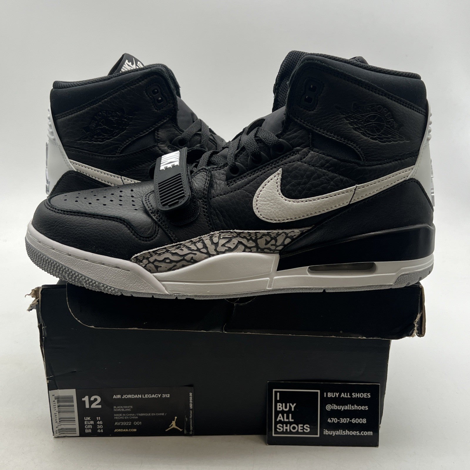 Size 12 - Air Jordan Legacy 312 Black Cement (AV3922-001)