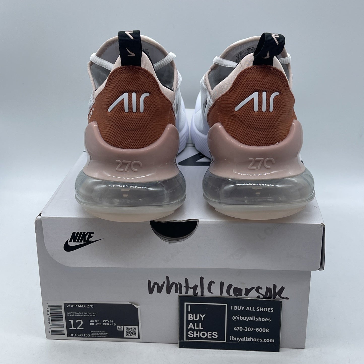 Size 12W - Nike Air Max 270 White Burnt Sunrise (DQ4693-100)