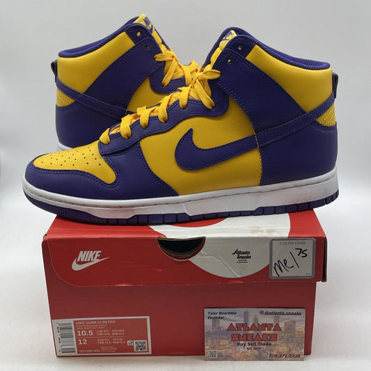 Size 10.5 - Nike Dunk High Lakers Purple Yellow White Leather (DD1399-500)