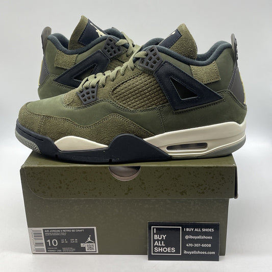 Size 10 - Jordan 4 SE Retro Low Craft - Olive Black Suede Leather (FB9927-200)