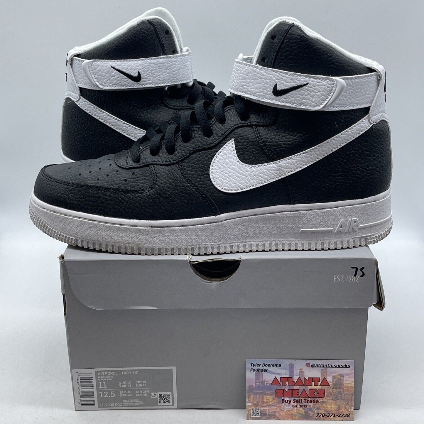 Size 11 - Nike Air Force 1 '07 High Black White Leather (CT2303-002)