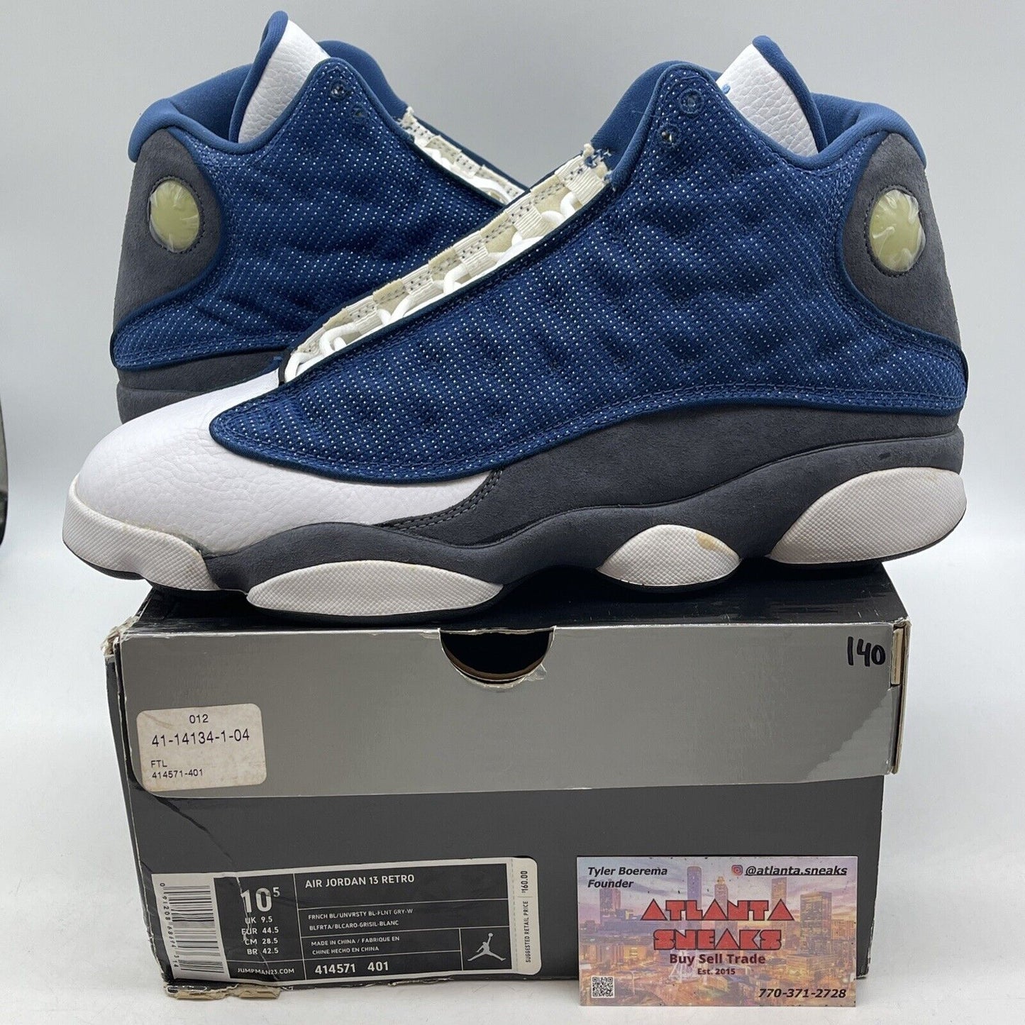 Size 10.5 - Air Jordan 13 Retro 2010 Flint Grey Blue Suede White (414571-401)