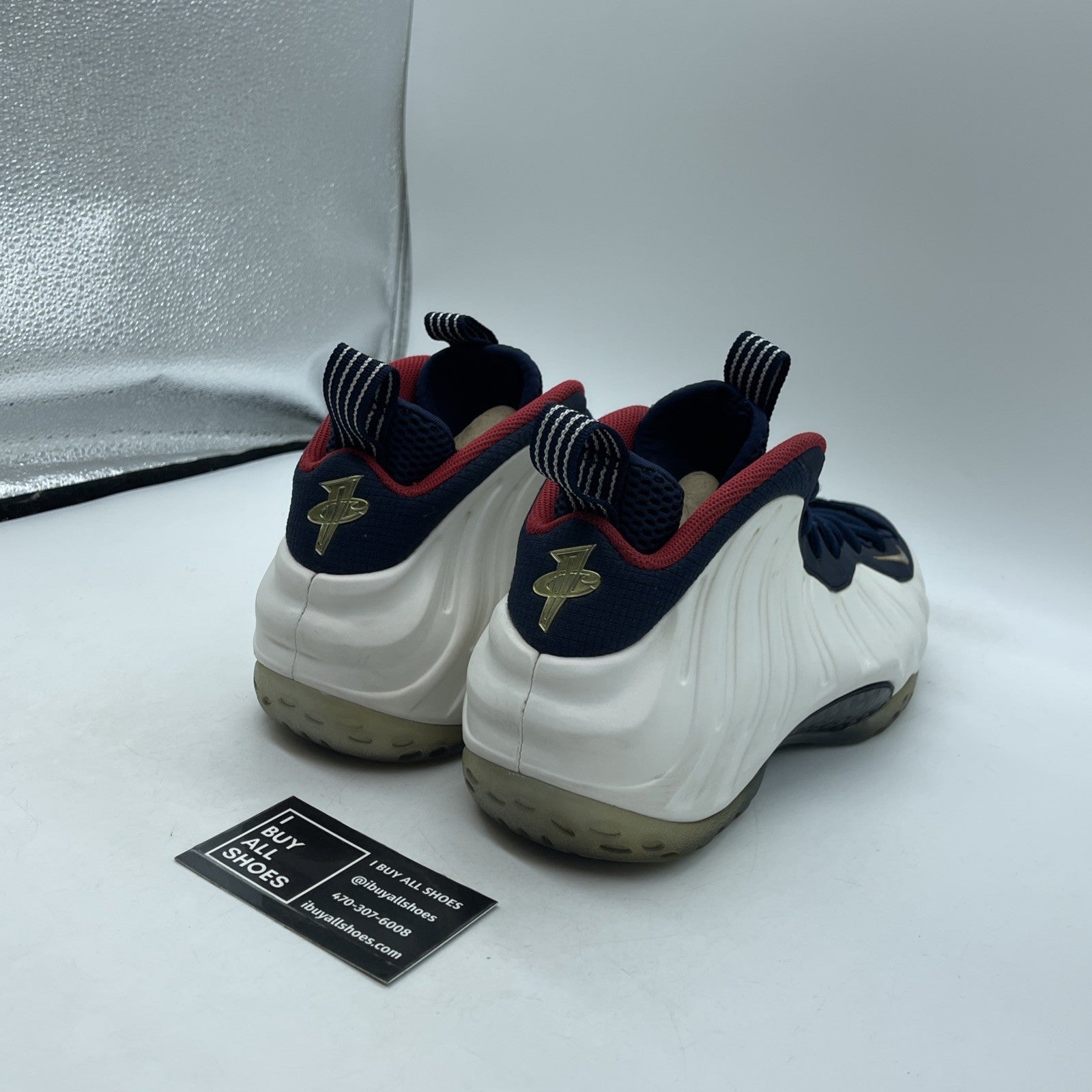 Size 10 - Nike Air Foamposite One PRM Olympic White Blue Suede (575420-400)
