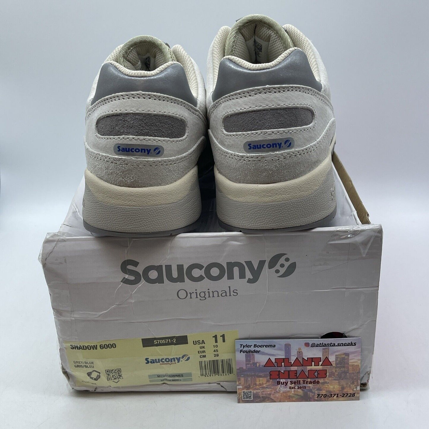 Size 6 - Saucony Shadow 6000 Megabyte Grey Brown Tan white  Suede (S70571-2)