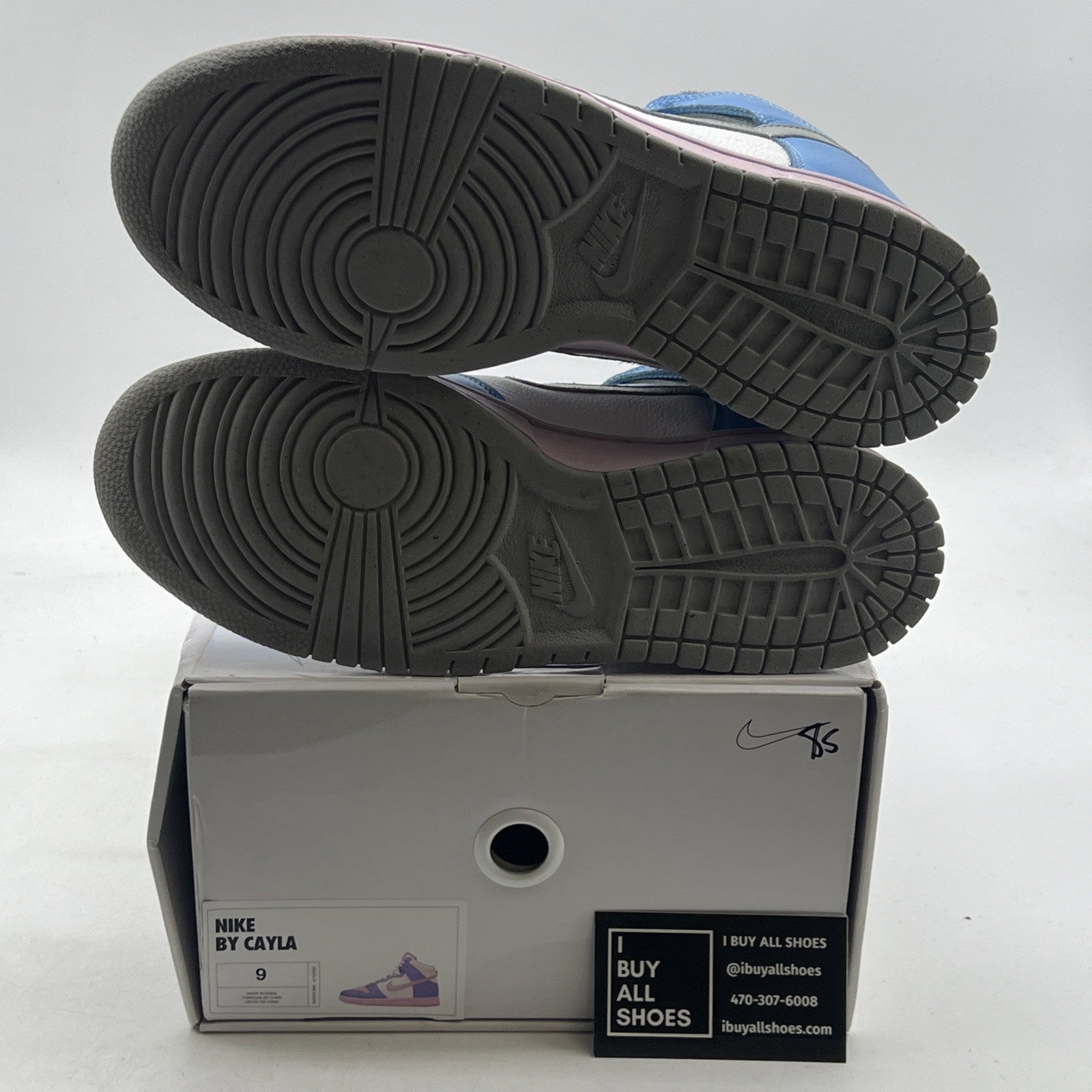 Size 9 - Nike Dunk High By You Custom Shoes White/Baby Blue /Grey (DV2273-900)