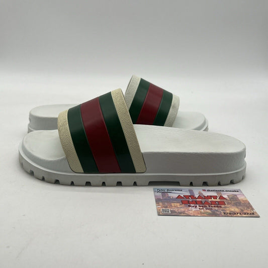 Size 6.5 - Gucci Auth Men White Rubber Pool Slides Sandals