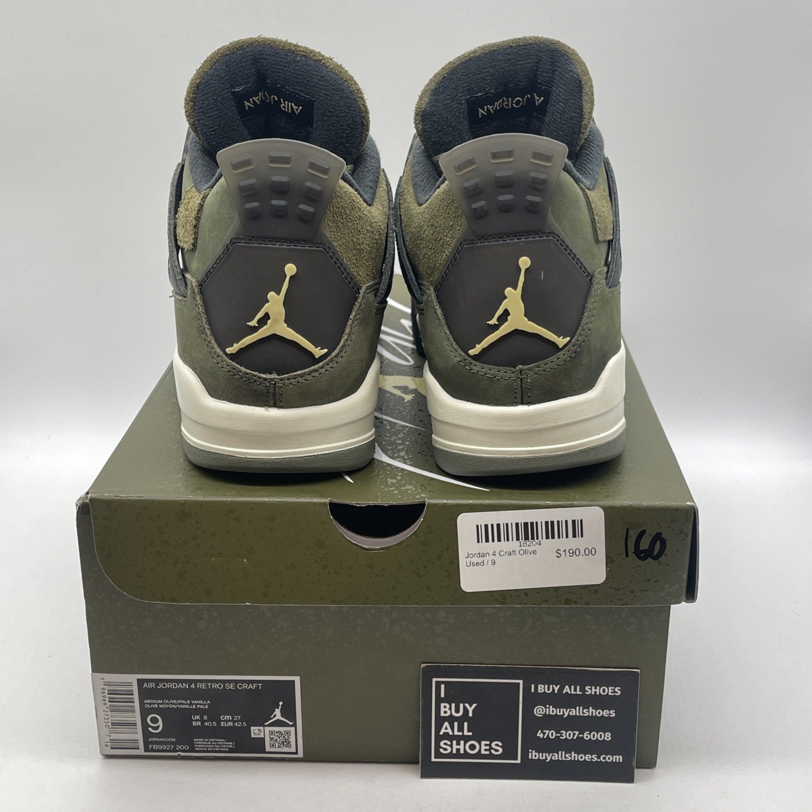 Size 9 - Jordan 4 SE Retro Low Craft Olive Black Leather Suede (FB9927-200)