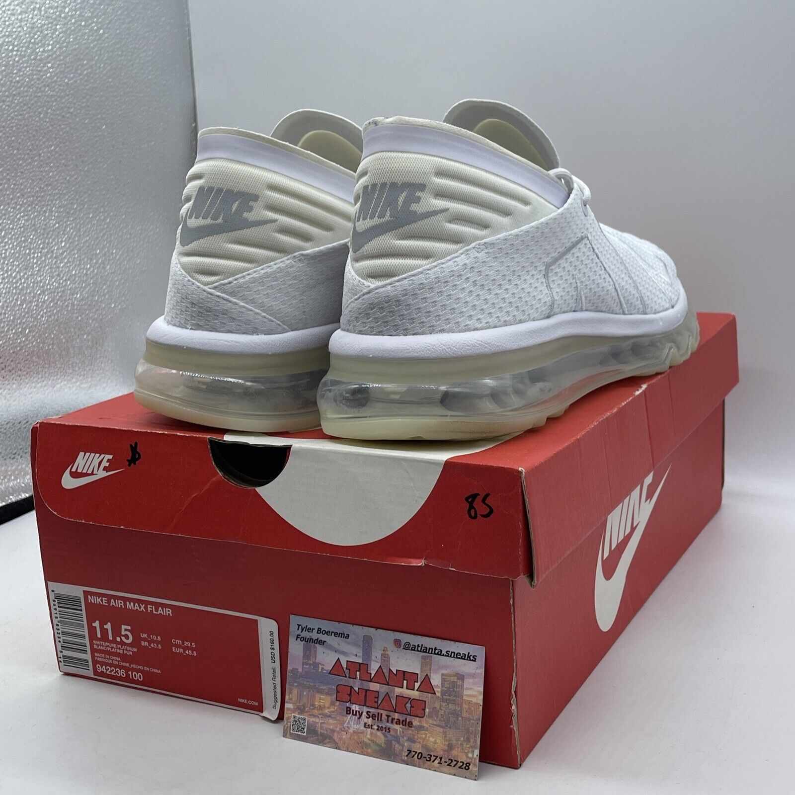 Size 11.5 - Nike Air Max Flair Triple White Suede Leather (942236-100)