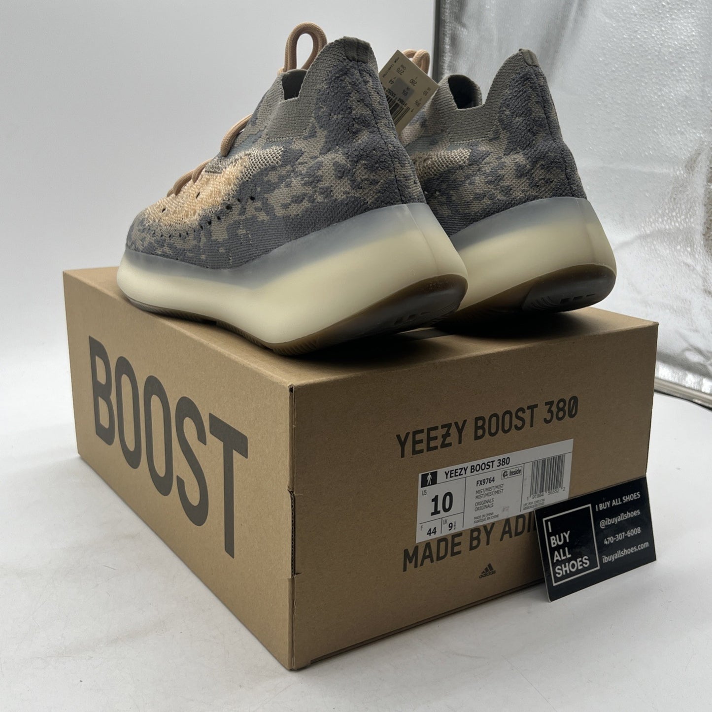 Size 10 - adidas Yeezy Boost 380 Mist Non-Reflective (FX9764)
