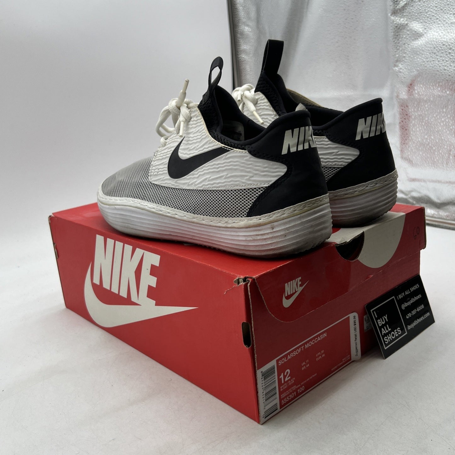 Size 12 - Nike Solarsoft Moccasin White (555301-100)