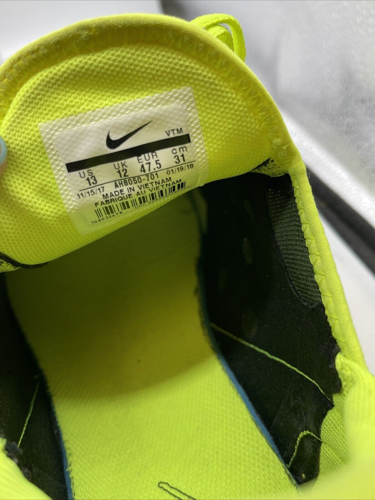 Size 13 - Nike Air Max 270 Volt Green White Black (AH8050-701)