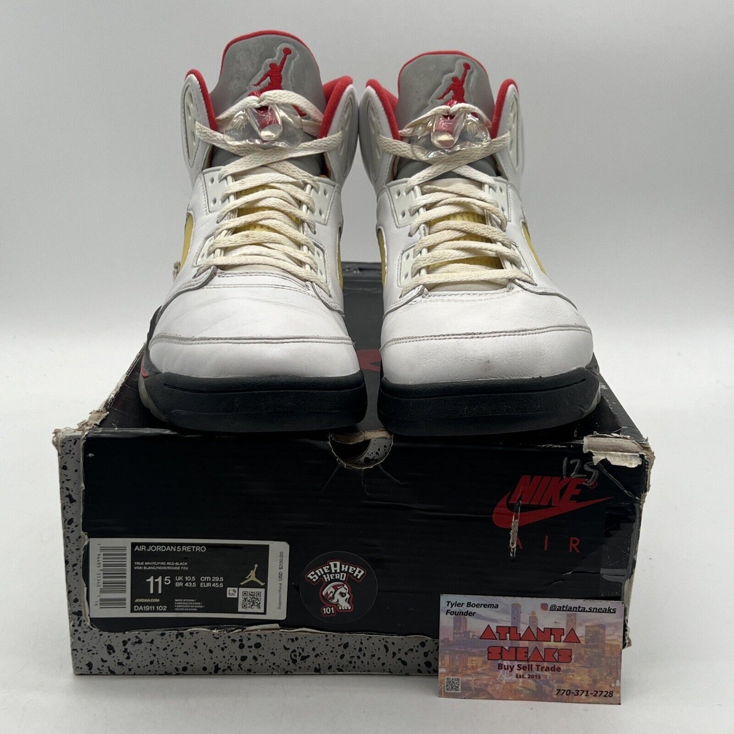 Size 11.5 - Jordan 5 Retro Mid Fire Red White Black Red Leather (DA1911-102)