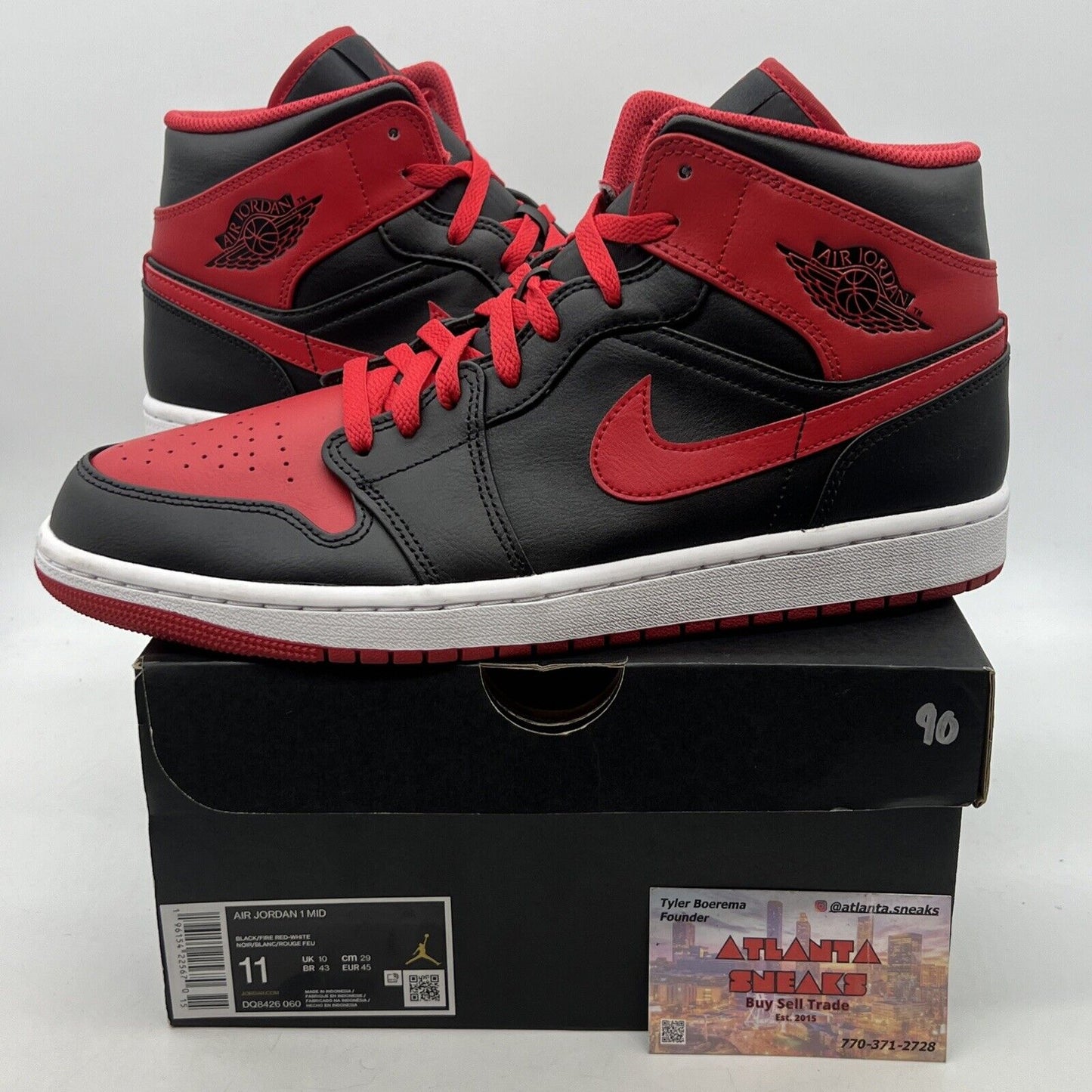 Size 11 - Jordan 1 Mid Alternate Bred Black Red White Leather (DQ8426-060)