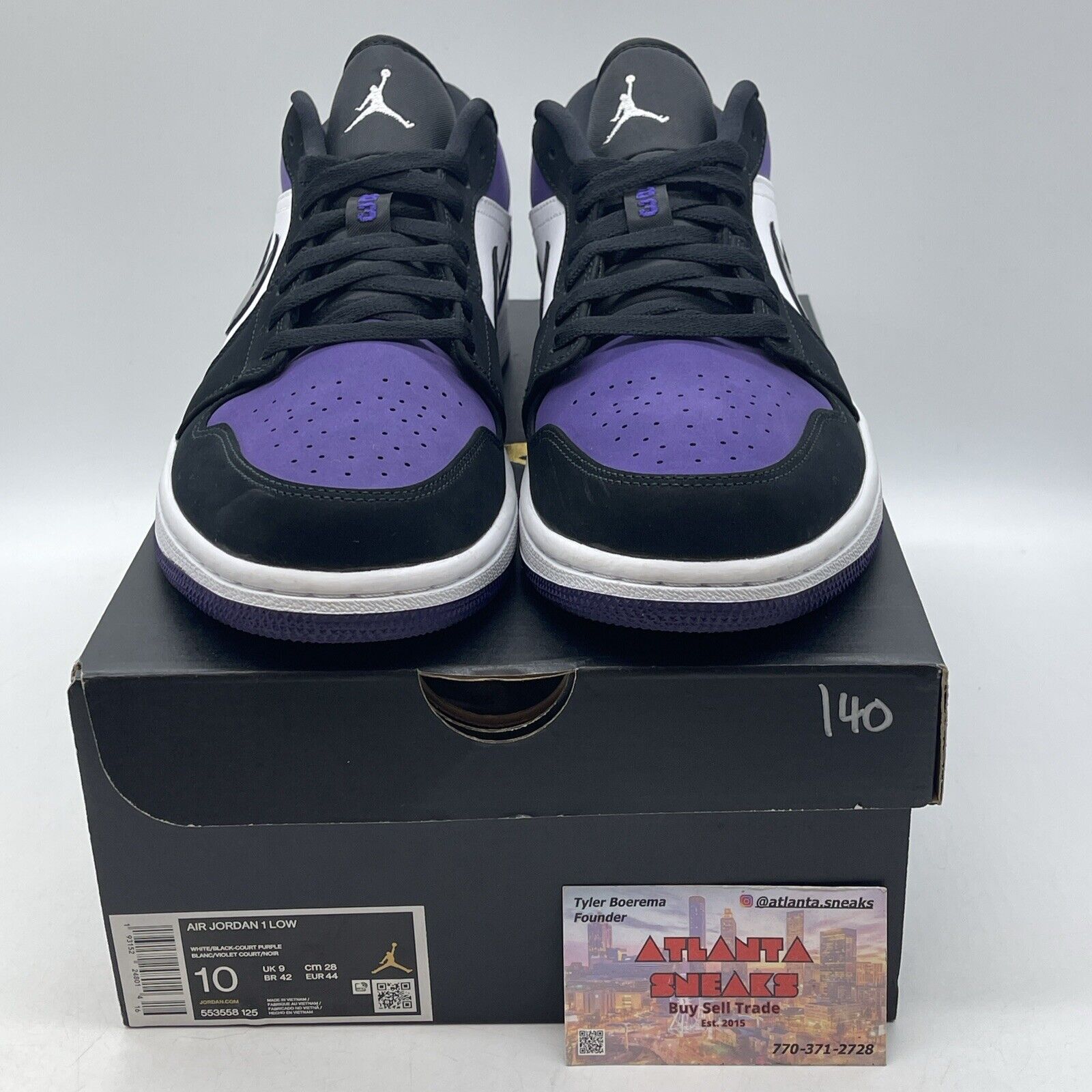 Size 10 - Air Jordan 1 Low Court Purple White Black Suede Leather (553558-125)