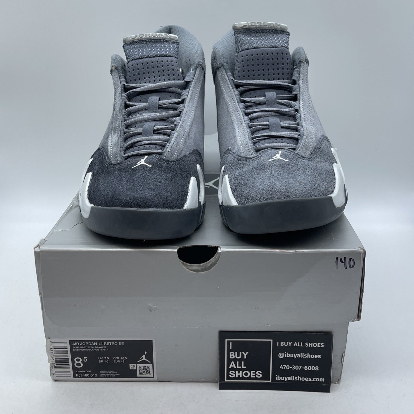 Size 8.5 - Nike Air Jordan 14 Retro Flint Grey White Suede (FJ3460-012)