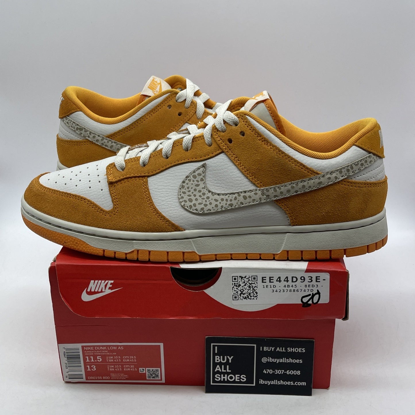 Size 11.5 - Nike Dunk Low Safari Swoosh - Kumquat Orange White Suede (DR0156-800