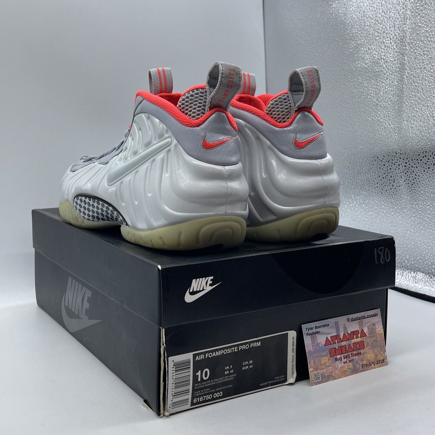 Size 10 - Nike Air Foamposite Pro Premium Pure Platinum White Gray (616750-003)