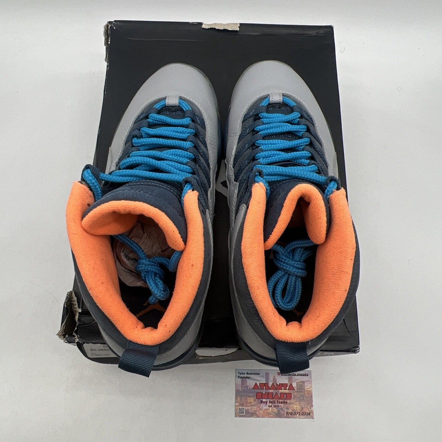 Size 9.5 - Air Jordan 10 Retro Bobcats Blue Orange Grey Leather (310805-026)