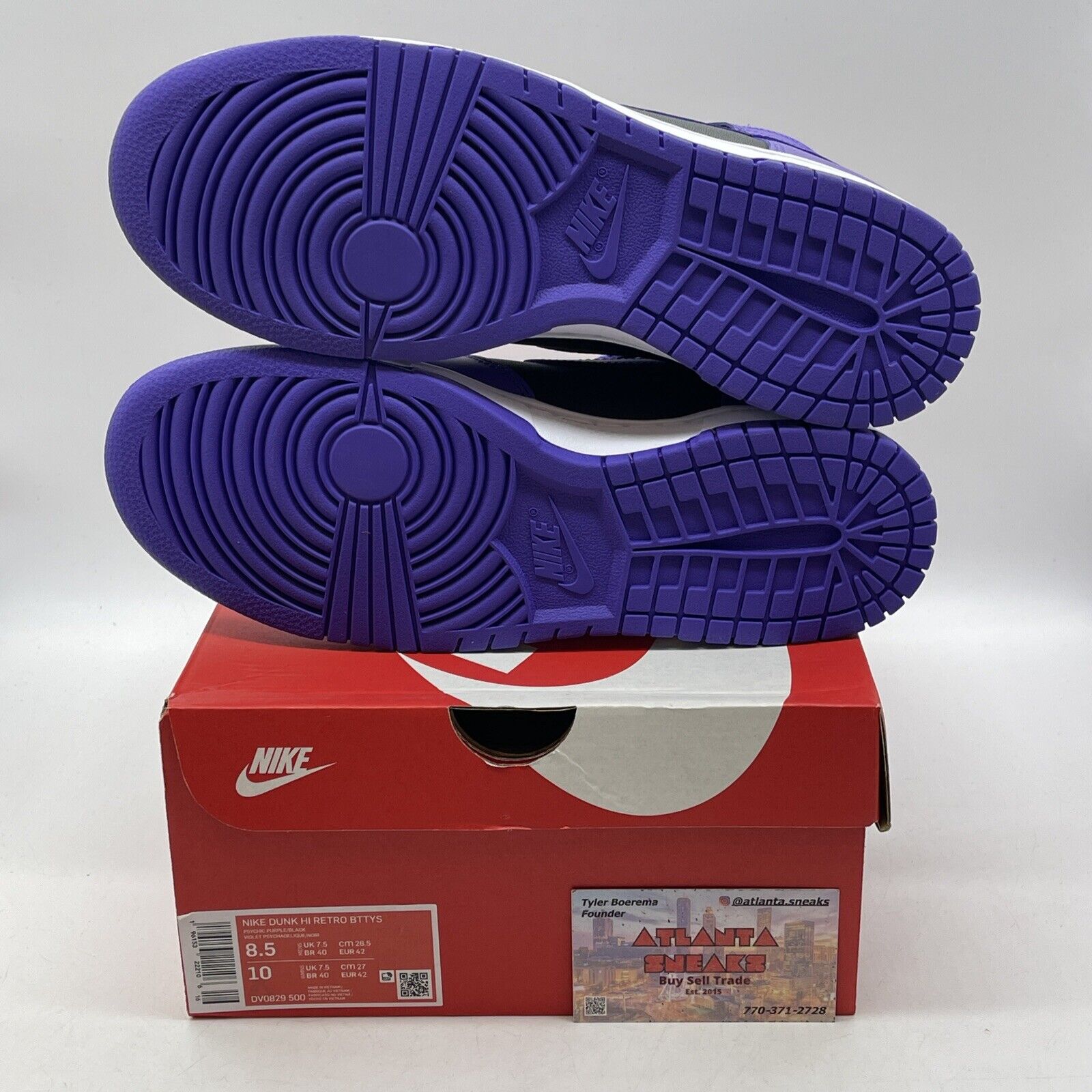 Size 8.5 - Nike Dunk High Psychic Purple Black White Leather (DV0829-500)