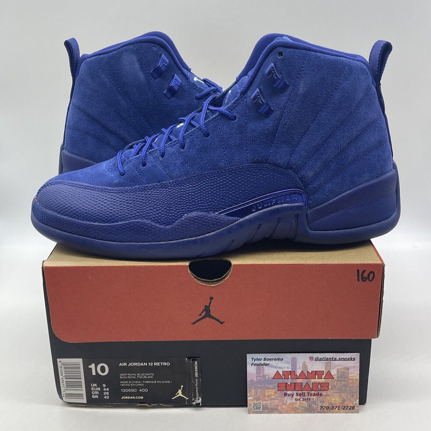 Size 10 - Air Jordan 12 Retro Deep Royal Silver Blue Suede Leather (130690-400)