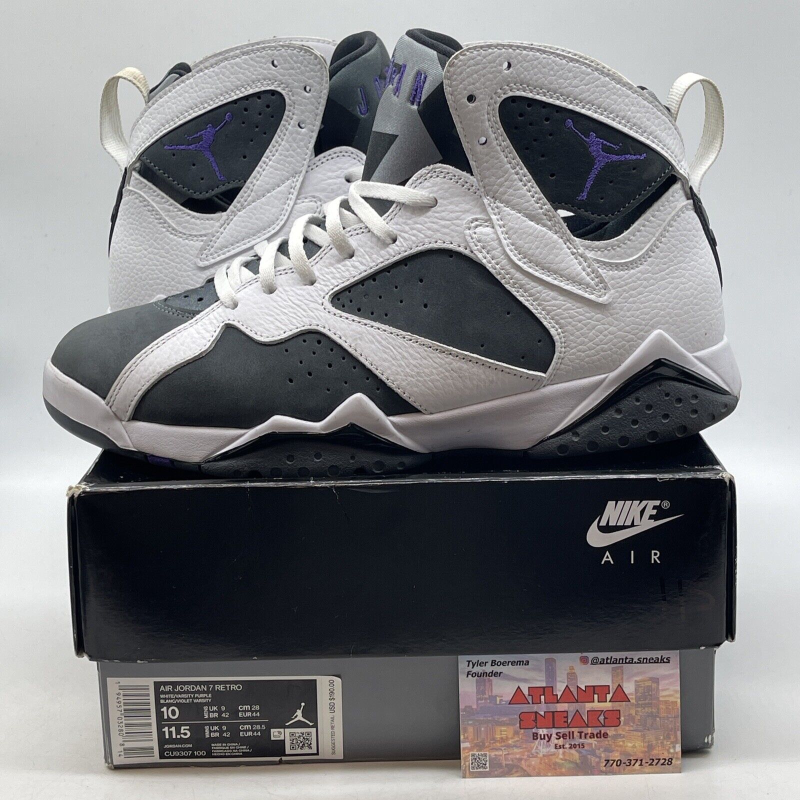 Size 10 - Air Jordan 7 Retro 2021 Flint Black Gray White Purple (CU9307–100)