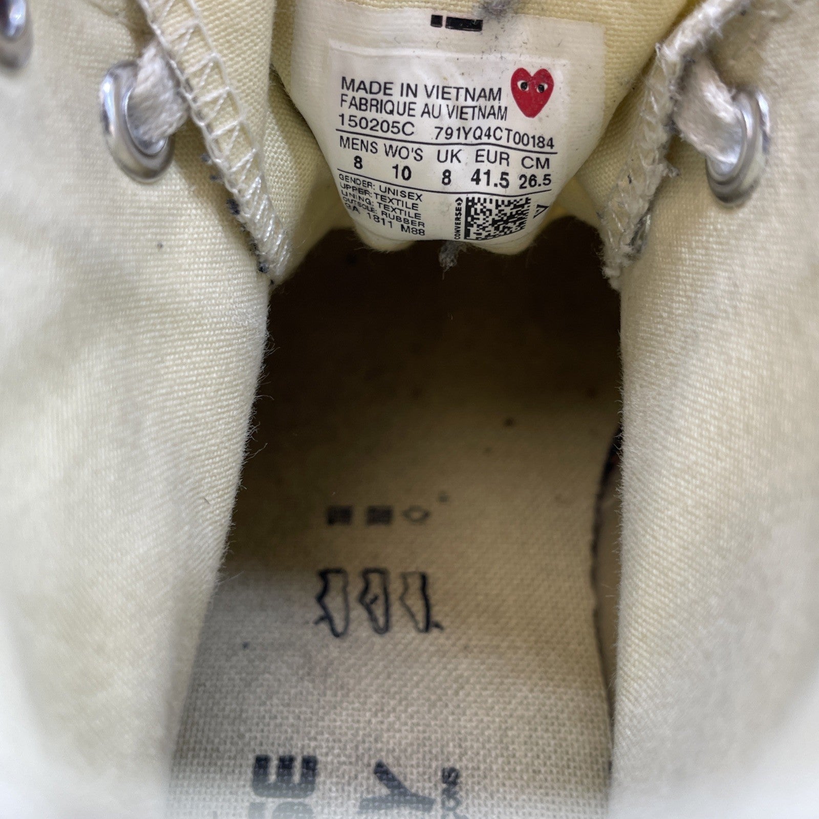 Size 8 - Converse Comme des Garçons Play x Chuck 70 High Milk (150205C)