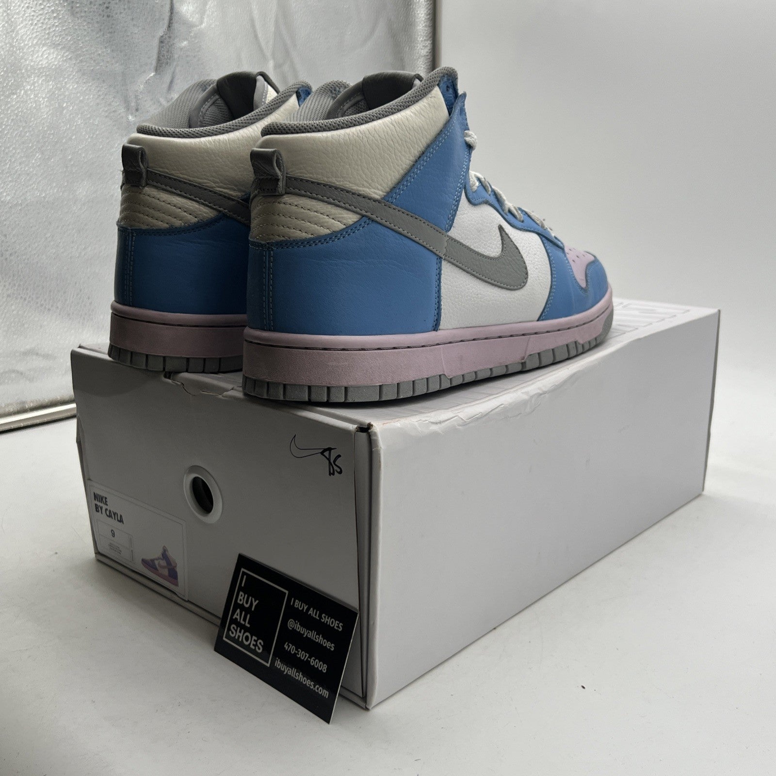 Size 9 - Nike Dunk High By You Custom Shoes White/Baby Blue /Grey (DV2273-900)