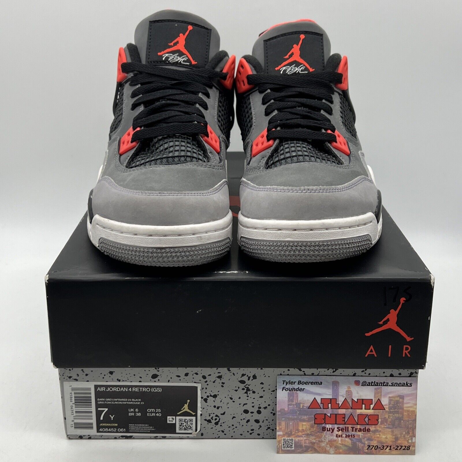 Size 7 - Jordan 4 Infrared 2022 Grey Black Red Suede (408452-061)