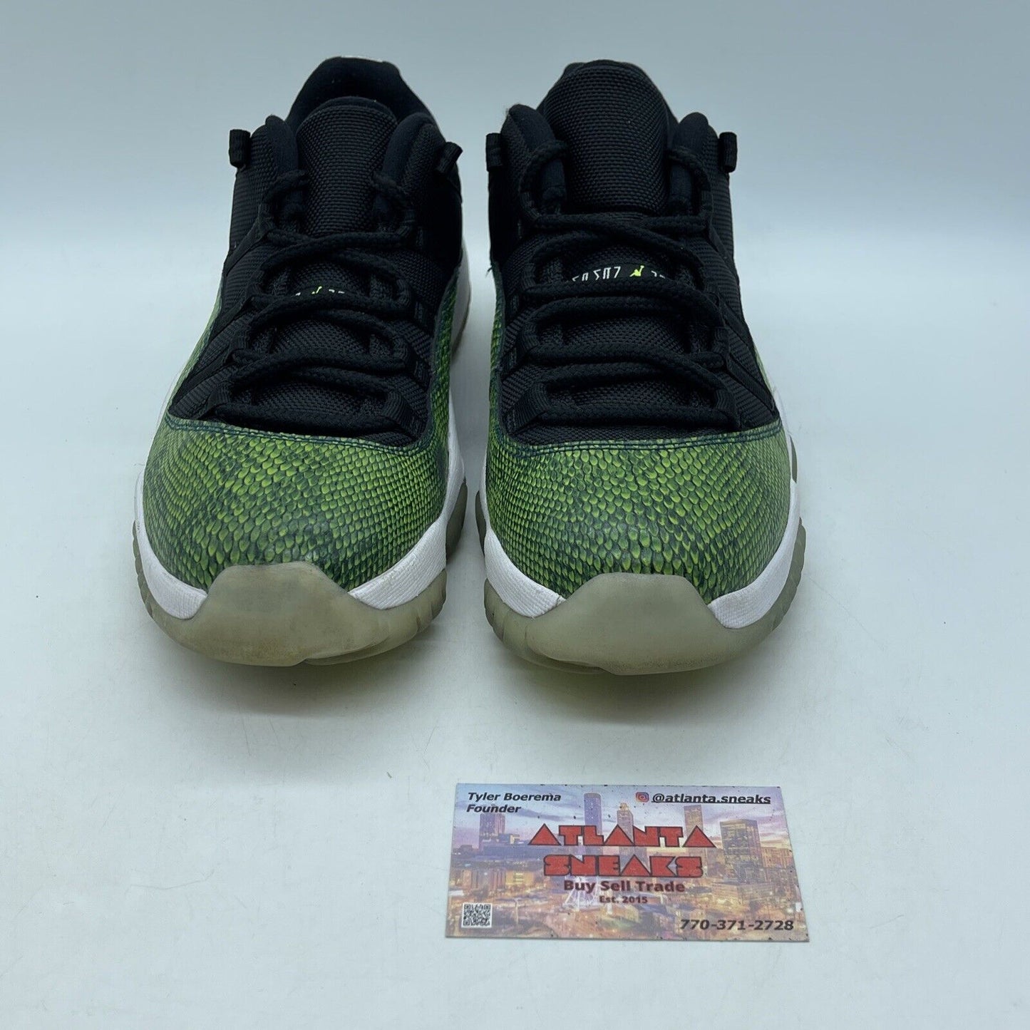 Size 8.5 - Air Jordan 11 Retro Low Snake Green White Black Leather (528895-033)