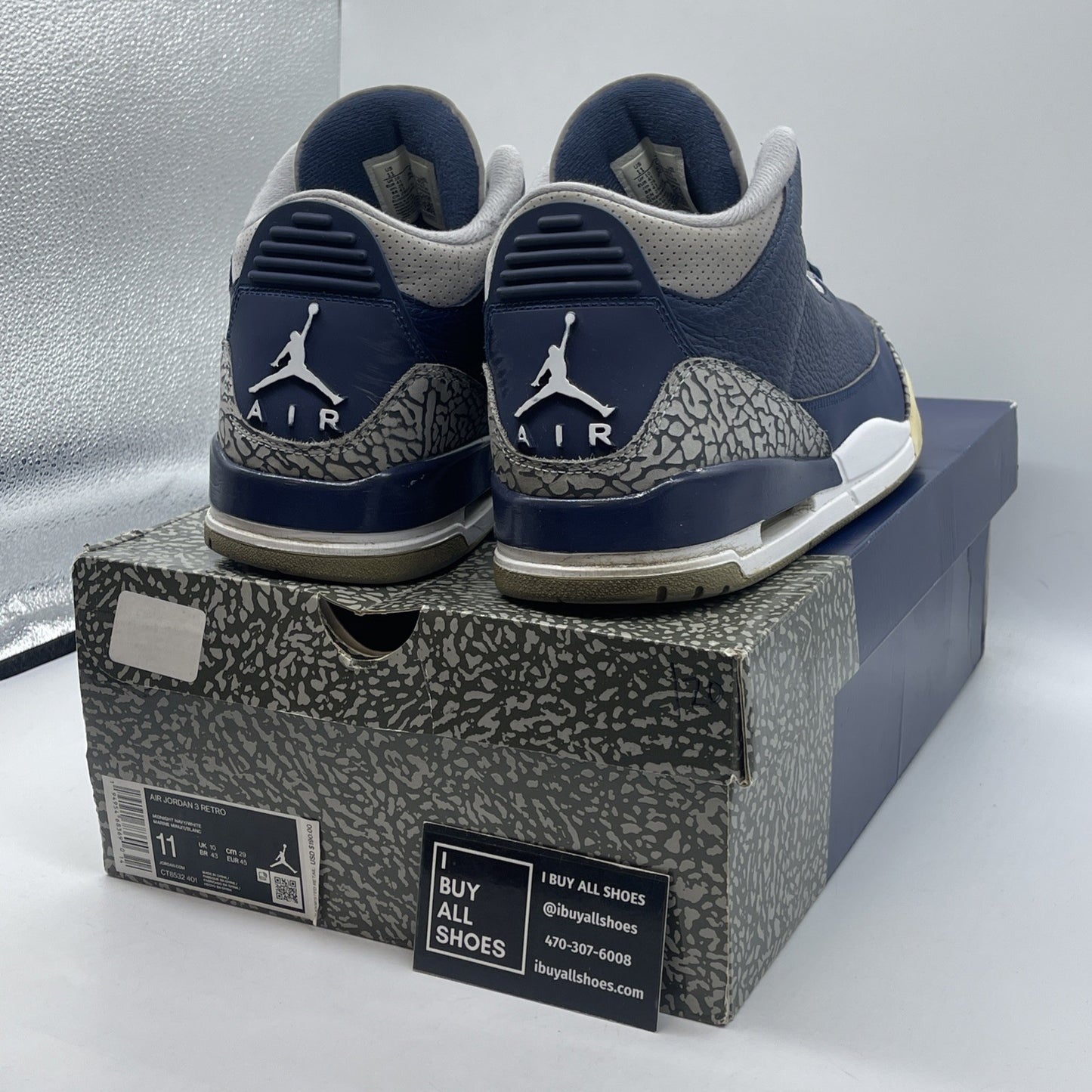 Size 11 - Jordan 3 Georgetown Blue Grey Suede Leather (CT8532-401)