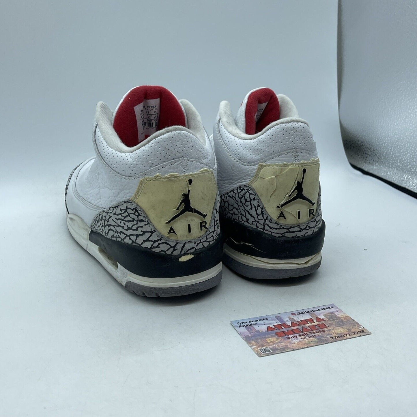 Size 9.5 - Air Jordan 3 Retro 2003 White Cement Leather Grey Suede (136064-102)