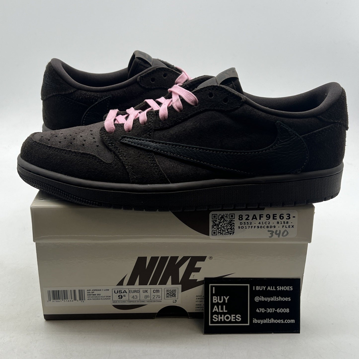 Size 9.5 - Travis Scott x Air Jordan 1 Retro OG SP Low Velvet Brown (DM7866-202)