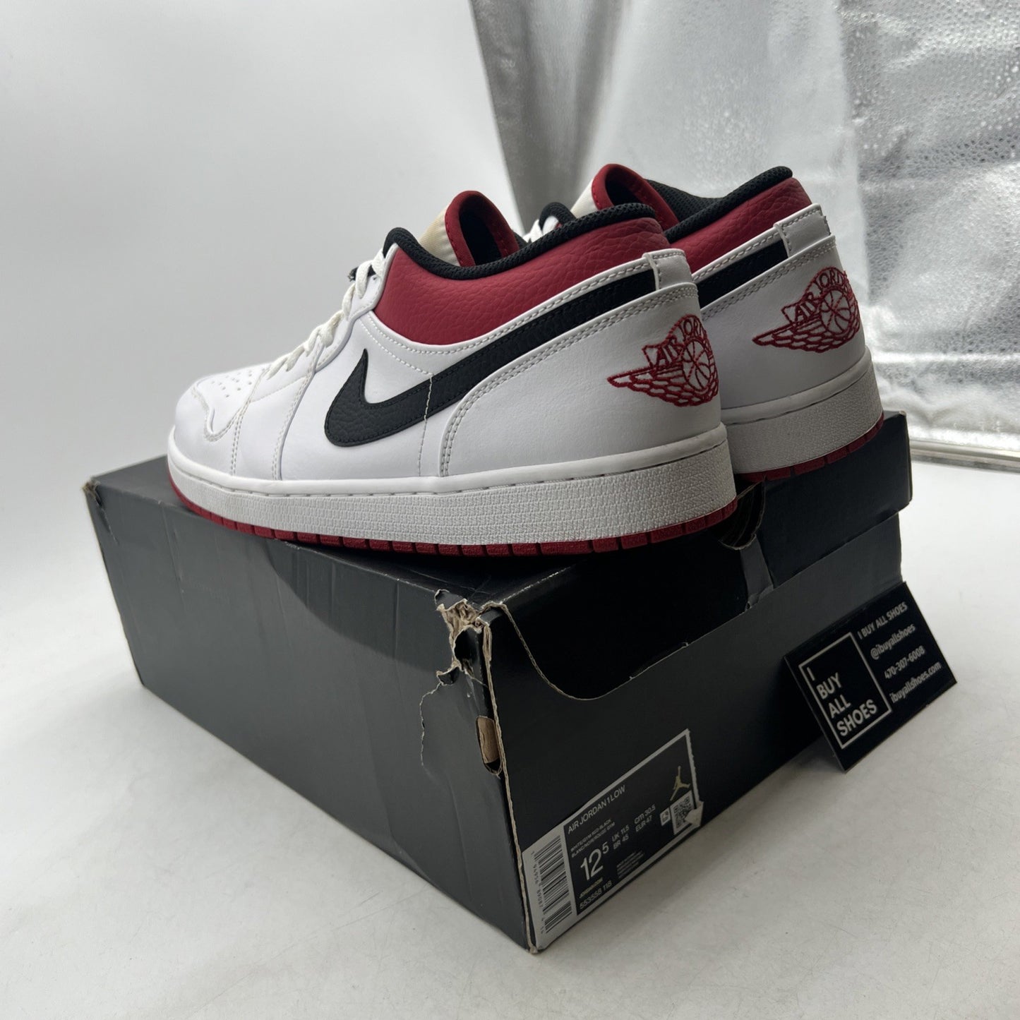Size 12.5 - Air Jordan 1 Low White University Red (553558-118)