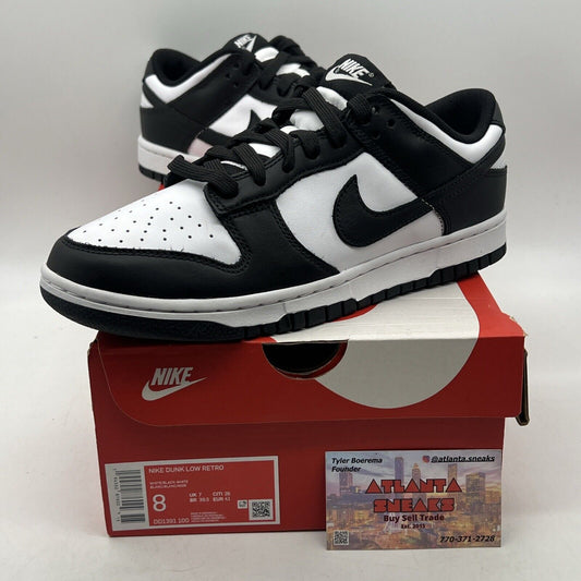 Size 8 Nike Dunk Low Black White Leather Panda (DD1391-100)