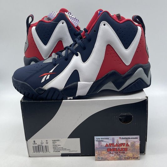 Size 8 - Reebok Kamikaze 2 USA White Blue Red (FV9295)