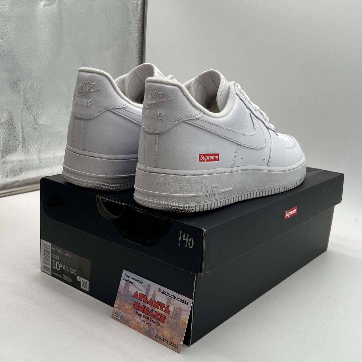 Size 10.5 - Nike Air Force 1 x Supreme Low Box Logo - White Red (CU9225-100)