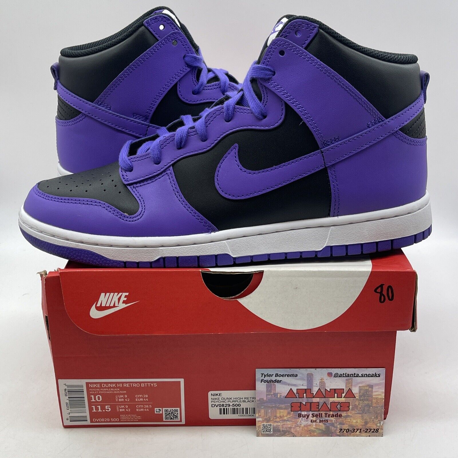 Size 10 - Nike Dunk High Psychic Purple Black White Leather (DV0829-500)
