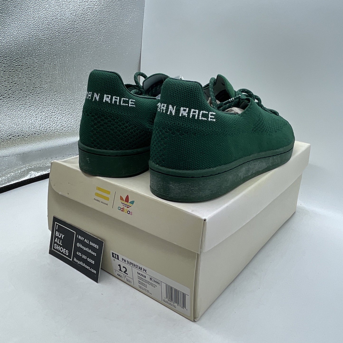 Size 12 - Adidas Pharrell x Superstar Primeknit Dark Green (S42928)