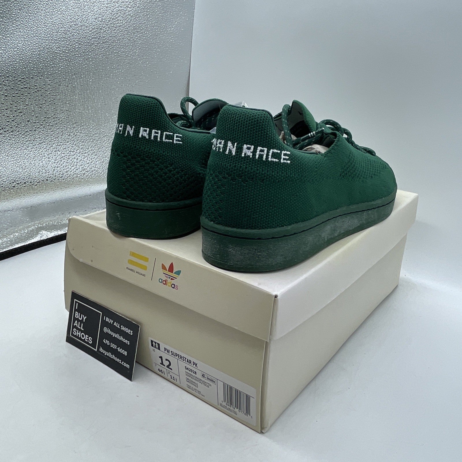 Size 12 - Adidas Pharrell x Superstar Primeknit Dark Green (S42928)