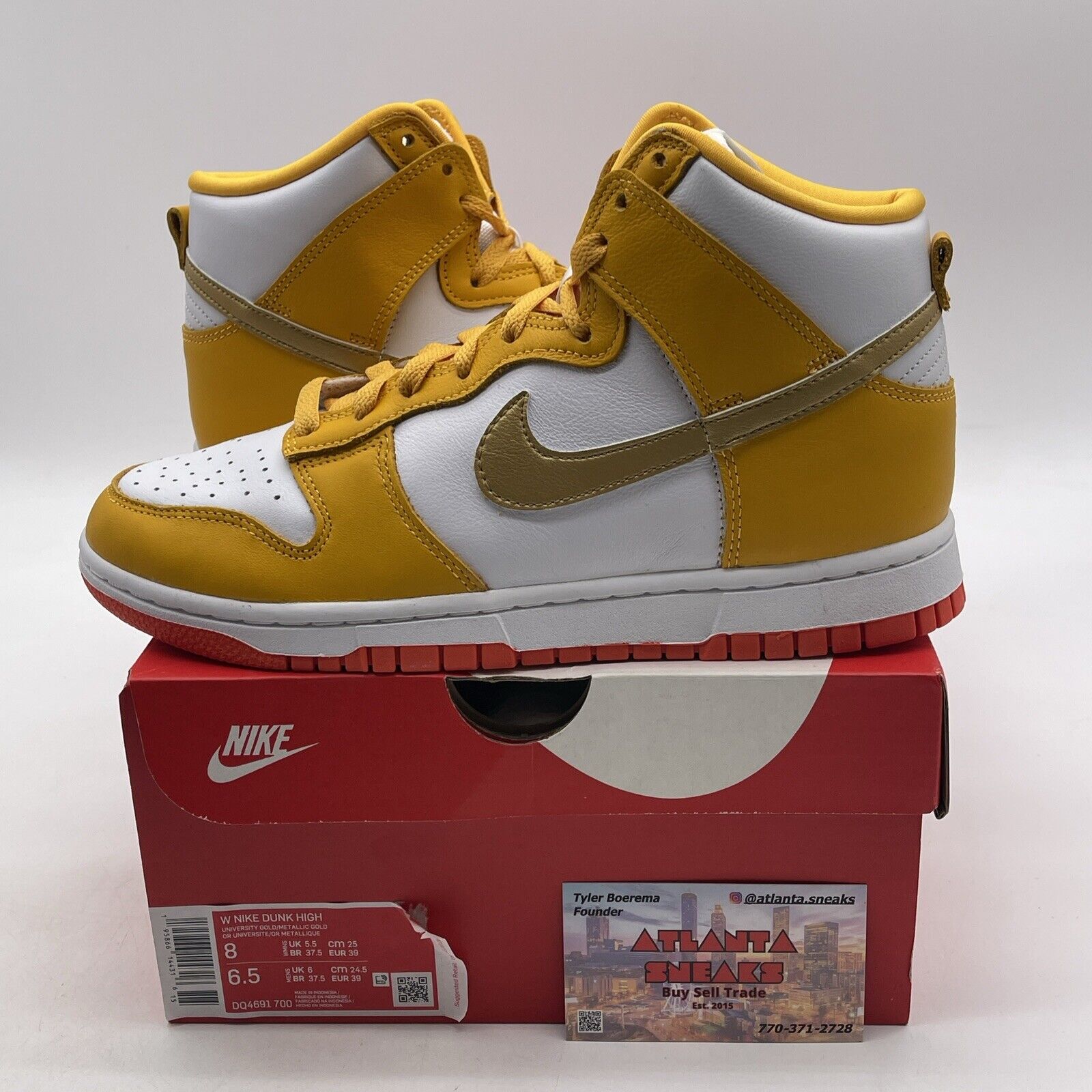 Size 8W - Nike Dunk High University Gold Orange White Leather (DQ4691-700)