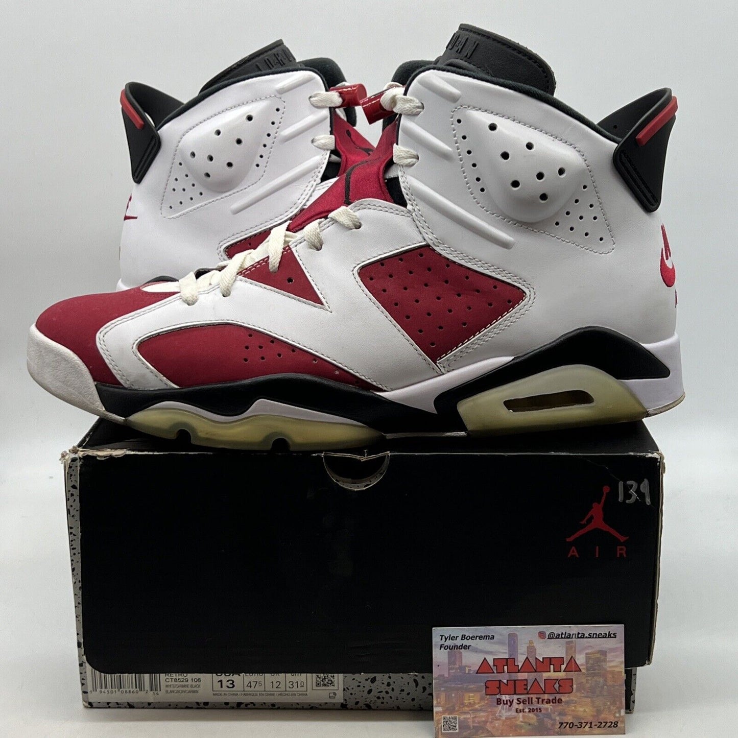 Size 13 - Jordan 6 Retro OG Mid Carmine White Red Leather Suede (CT8529-106)