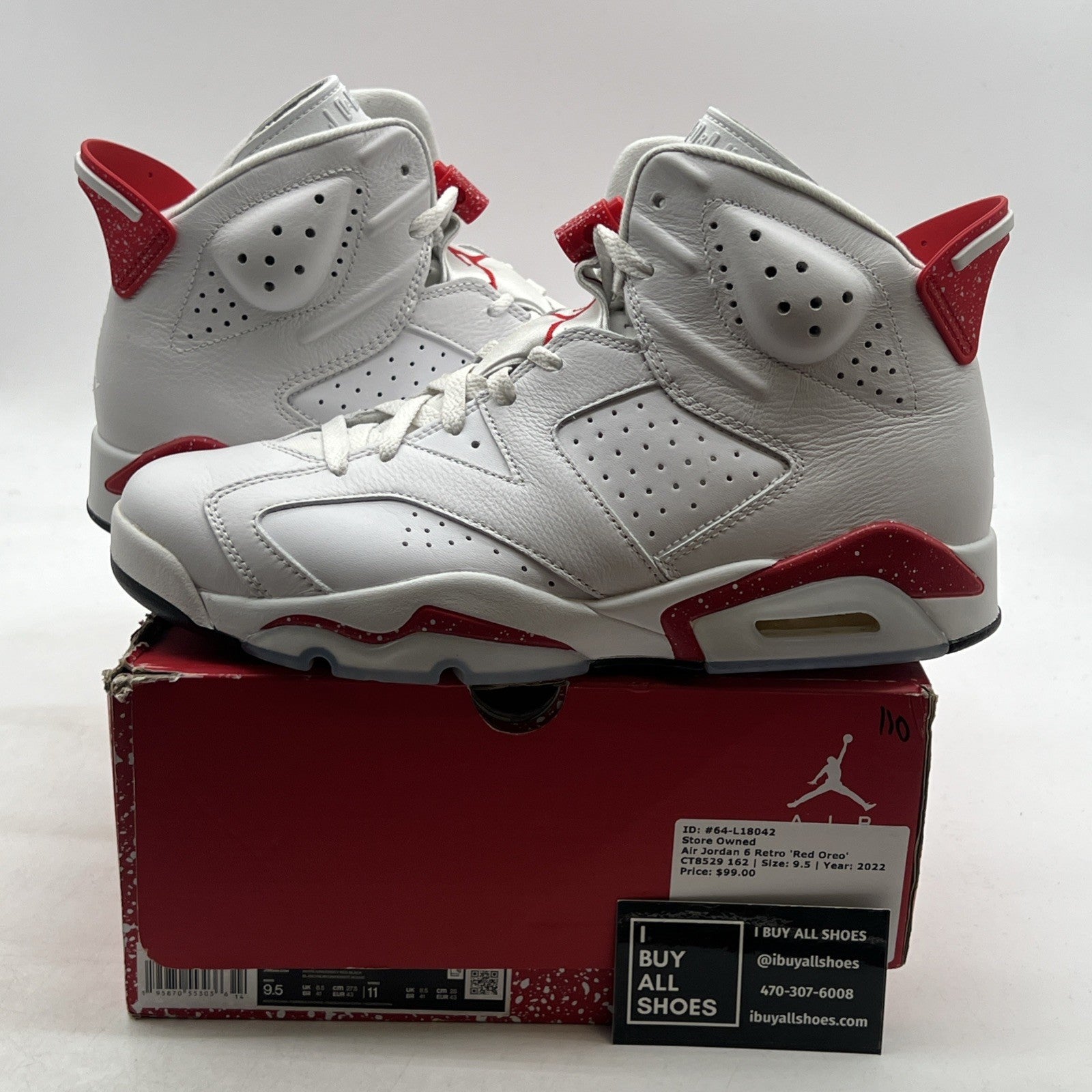 Size 9.5 - Air Jordan 6 White and University Red 2022 (CT8529-162)